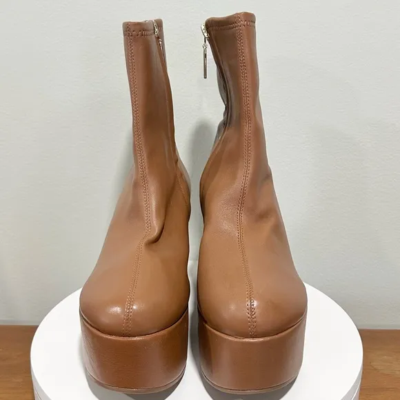 🌹LARROUDE🌹 Miso Platform Boot In Caramel Stretch Leather Size: 9