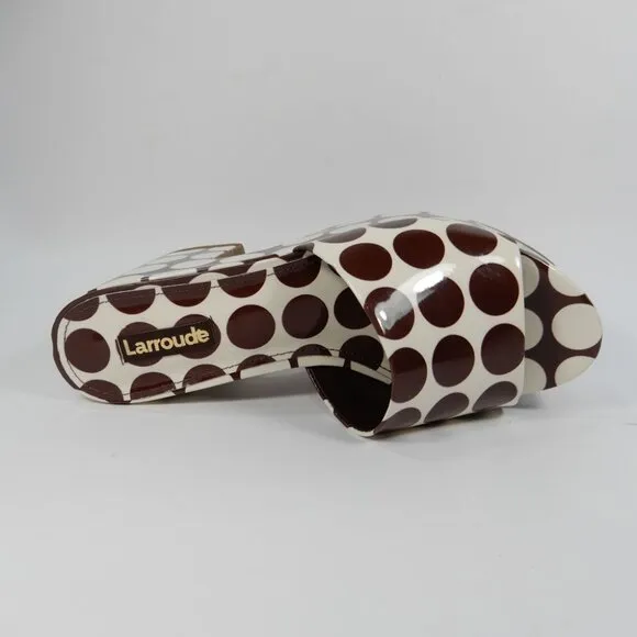 Larroude Miso Platform Mules Sandals Size 6 Polka Dot Patent Leather NEW $315