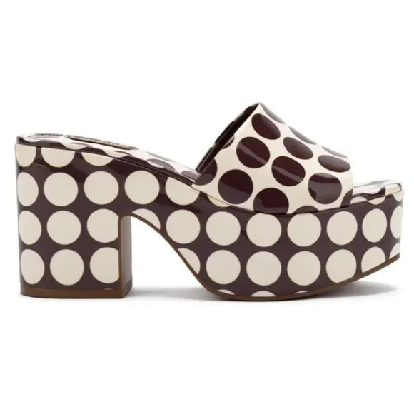 Larroude Miso Platform Mules Sandals Size 6 Polka Dot Patent Leather NEW $315