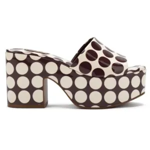 Larroude Miso Platform Mules Sandals Size 6 Polka Dot Patent Leather NEW $315