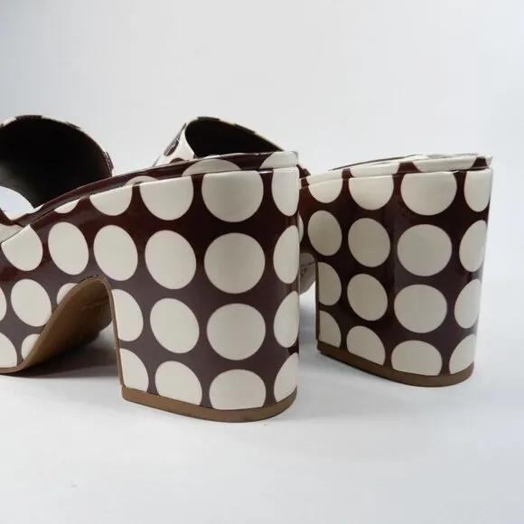 Larroude Miso Platform Mules Sandals Size 6 Polka Dot Patent Leather NEW $315