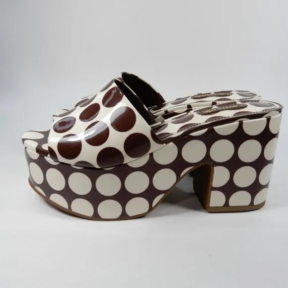 Larroude Miso Platform Mules Sandals Size 6 Polka Dot Patent Leather NEW $315