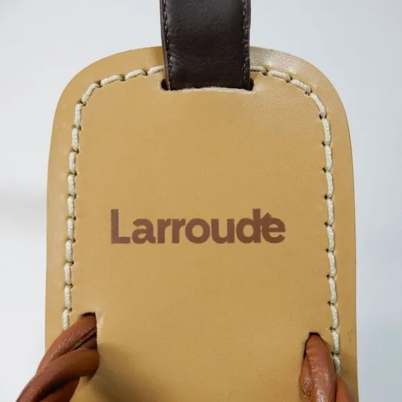 Larroude Santorini Twist Strap Flat Sandals Size 7 Brown Beige Leather NEW
