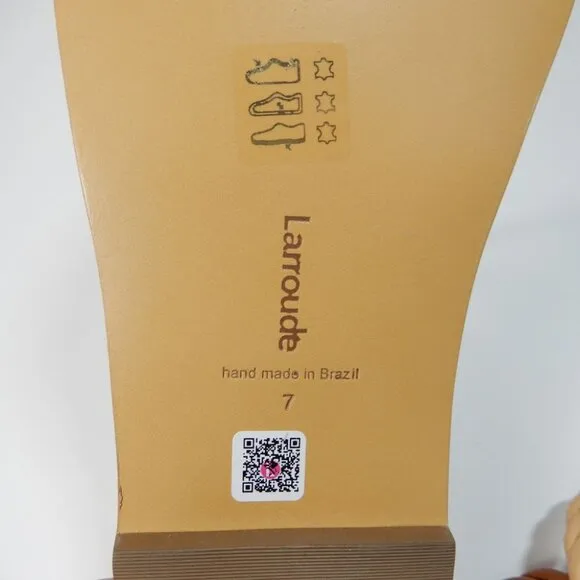 Larroude Santorini Twist Strap Flat Sandals Size 7 Brown Beige Leather NEW
