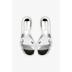LARROUDE VIVI LUCITE HI MULE SQUARE-TOE TRANSPARENT ELEGANT LEATHER SLIDE SIZE 9