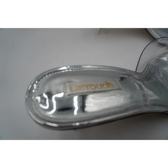 LARROUDE VIVI LUCITE HI MULE SQUARE-TOE TRANSPARENT ELEGANT LEATHER SLIDE SIZE 9