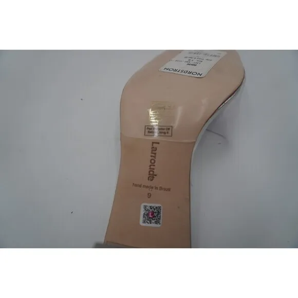 LARROUDE VIVI LUCITE HI MULE SQUARE-TOE TRANSPARENT ELEGANT LEATHER SLIDE SIZE 9