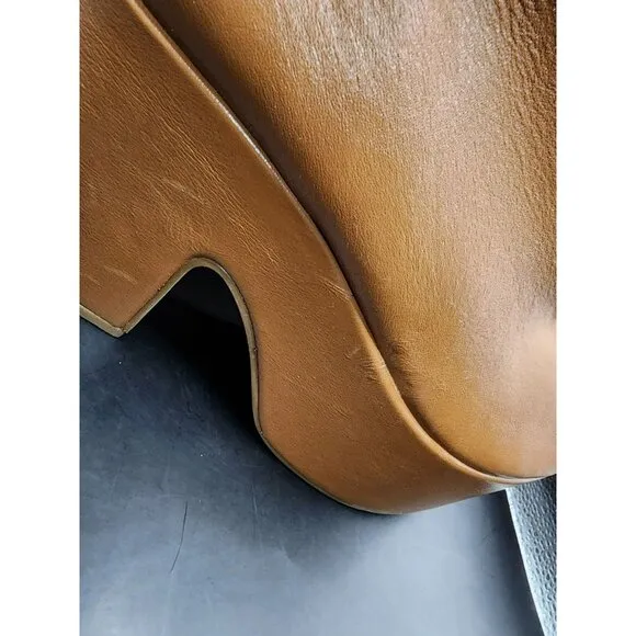 Larroude Womens Miso Caramel Platform Boots Size 9 Stretch Leather