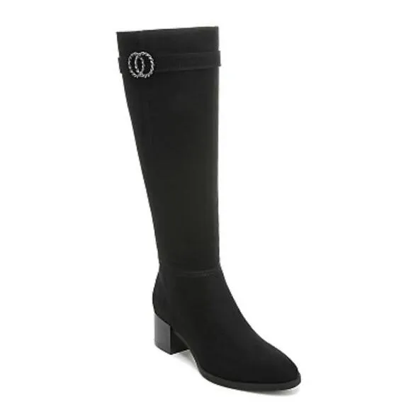 LIFE STRIDE “DARING” BLACK ECO- MICROSUEDE WIDE CALF TALL RIDING BOOTS. NWT&amp;B.🆕