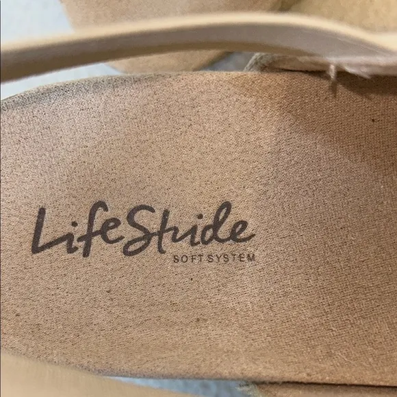 LifeStride Delta Almond Milk Wedge Sandals (TS8)