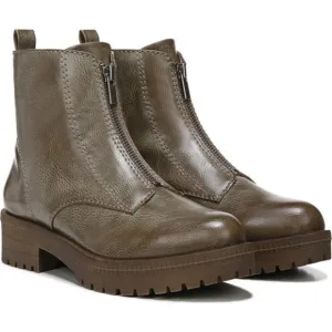 LifeStride Sanibelle Boots Zip Front Lug Sole Booties Stone Brown Size 8 NEW