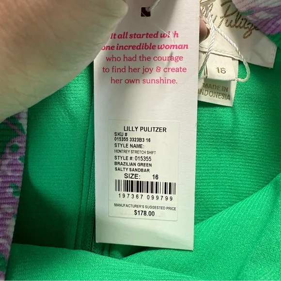 Lilly Pulitzer Montrey Stretch Shift Dress sz 16 NWT