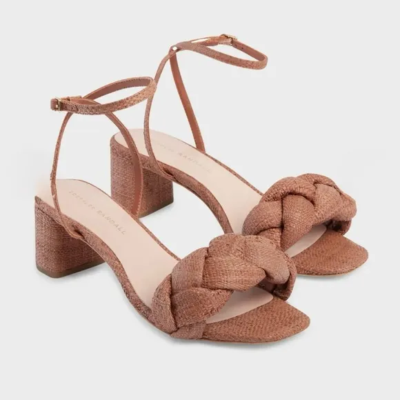 Loeffler Randall 'Avril' Braided Sandals Brown Raffia Womens 6 B MSRP $350