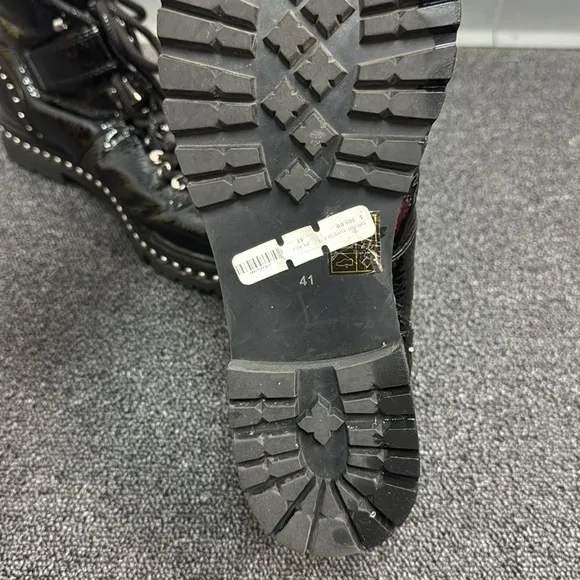 Lola Black Combat Boots with Studs and Thick Sole Retail $365