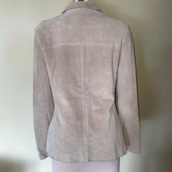 LORD &amp; TAYLOR Tan Soft Suede 100% Leather Button Front Jacket Medium