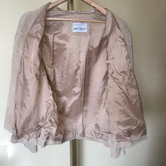 LORD &amp; TAYLOR Tan Soft Suede 100% Leather Button Front Jacket Medium