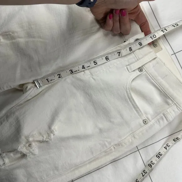 Madewell Jeans Womens 26 White 9” High Rise Skinny Crop Distressed Deconstructed
