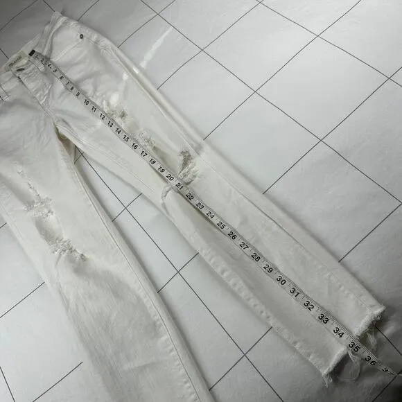 Madewell Jeans Womens 26 White 9” High Rise Skinny Crop Distressed Deconstructed