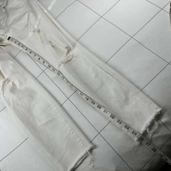 Madewell Jeans Womens 26 White 9” High Rise Skinny Crop Distressed Deconstructed