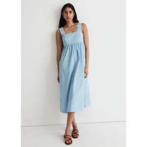 MADEWELL Poplin Cutout-Back Empire Midi Dress 0 Tropical Sky Blue Cotton NWT