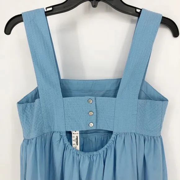 MADEWELL Poplin Cutout-Back Empire Midi Dress 0 Tropical Sky Blue Cotton NWT