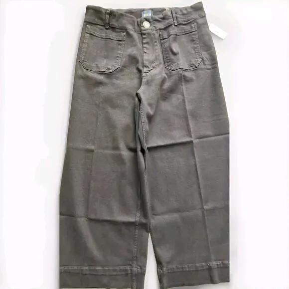 Maeve By Anthropologie The Colette Denim Cropped Wide Leg Jeans Black Sz 27
