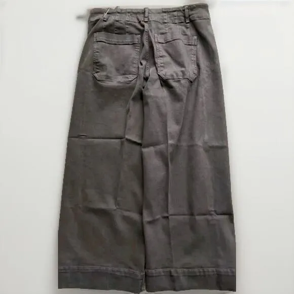 Maeve By Anthropologie The Colette Denim Cropped Wide Leg Jeans Black Sz 27