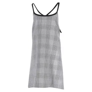 Maje Plaid Cross-Strap Mini Dress in Grey Polyester