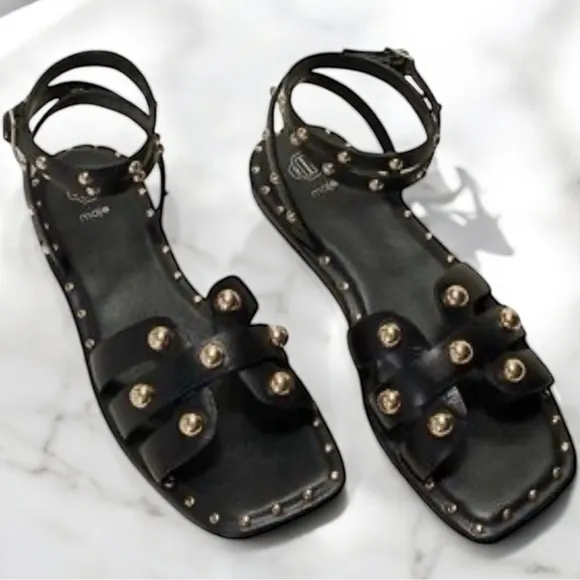 Maje Studded Leather Sandals