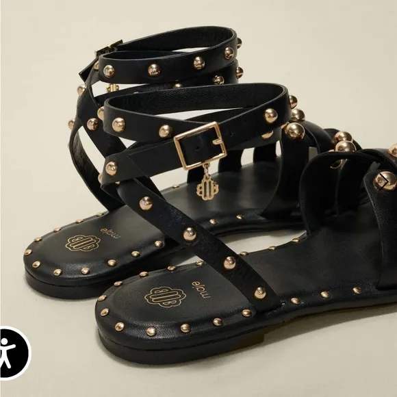 Maje Studded Leather Sandals