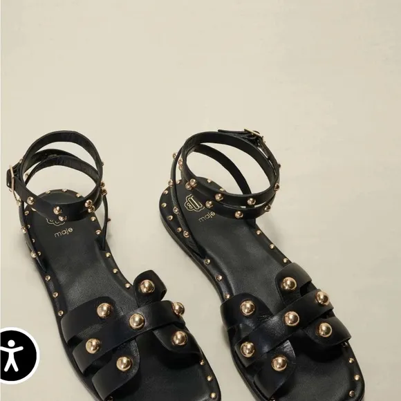 Maje Studded Leather Sandals