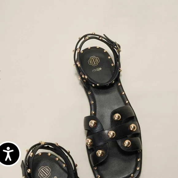 Maje Studded Leather Sandals