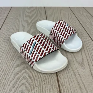 Marc Jacobs Women's Love Aqua Leather Slide Sandals US6/EUR36 White Red Blue