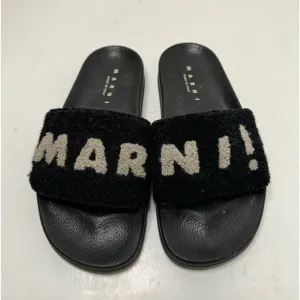 Marni Black Slide Sandals with Bold Branding