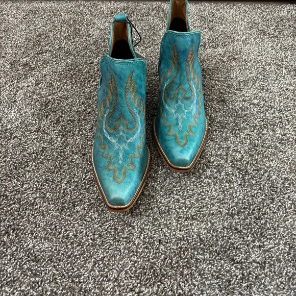 Mayra WESTERLY WESTERN LEATHER BOOTIES NEW in Bag Size 9 Turquoise