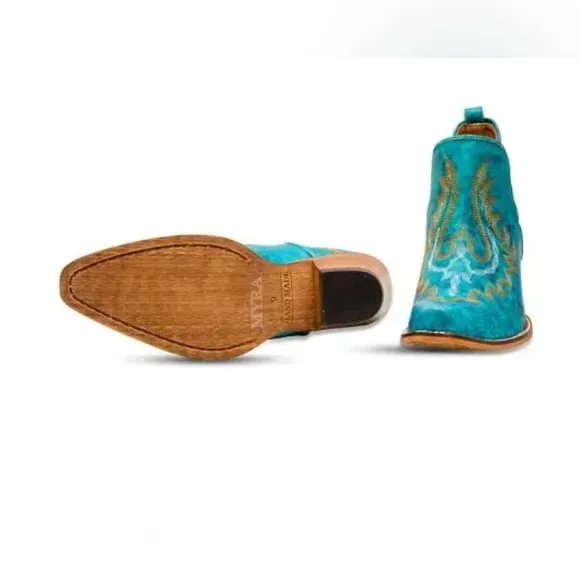 Mayra WESTERLY WESTERN LEATHER BOOTIES NEW in Bag Size 9 Turquoise