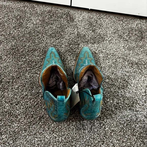 Mayra WESTERLY WESTERN LEATHER BOOTIES NEW in Bag Size 9 Turquoise