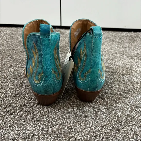 Mayra WESTERLY WESTERN LEATHER BOOTIES NEW in Bag Size 9 Turquoise