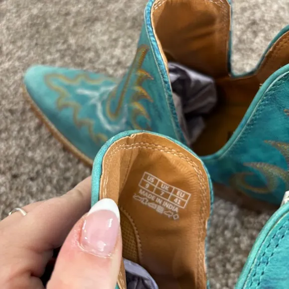 Mayra WESTERLY WESTERN LEATHER BOOTIES NEW in Bag Size 9 Turquoise