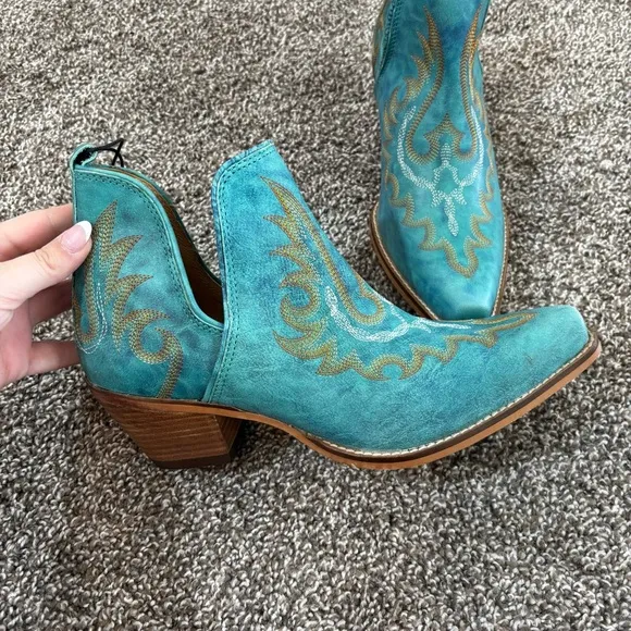 Mayra WESTERLY WESTERN LEATHER BOOTIES NEW in Bag Size 9 Turquoise