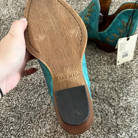 Mayra WESTERLY WESTERN LEATHER BOOTIES NEW in Bag Size 9 Turquoise