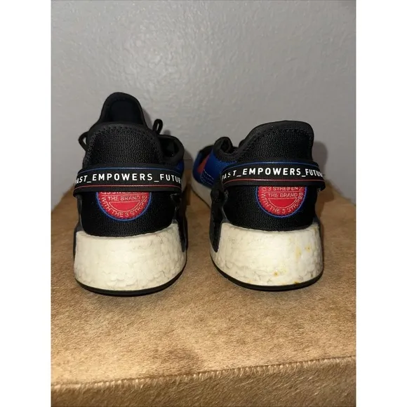 Men Adidas NMD_R1 V2 Black/Blue 'Logo Patch - Team Power Red' GX6326‎ Size 13