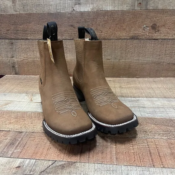 Men's Leather Western Cowboy Half Boot Cinnamon Rodeo Botin Canela Diego’s 816