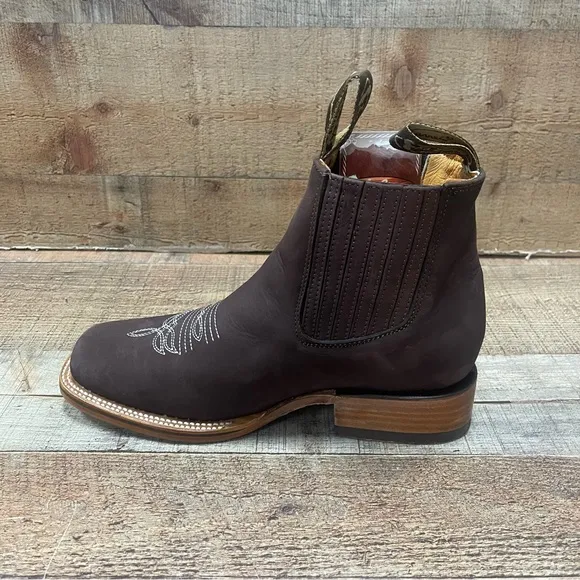 Men's Leather Western Cowboy Half Boot oleobuck moka Rodeo Botin moka 712