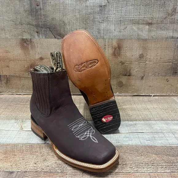 Men's Leather Western Cowboy Half Boot oleobuck moka Rodeo Botin moka 712