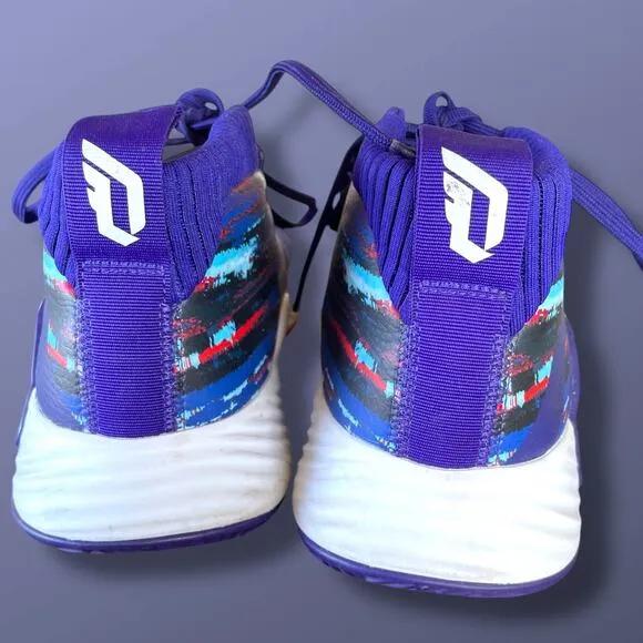 Men's Sz 9.5 ADIDAS Dame 5 GCA 'Blue Purple' Basketball Sneakers Excellent Shape