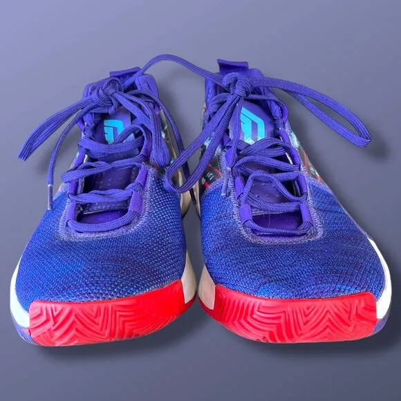 Men's Sz 9.5 ADIDAS Dame 5 GCA 'Blue Purple' Basketball Sneakers Excellent Shape