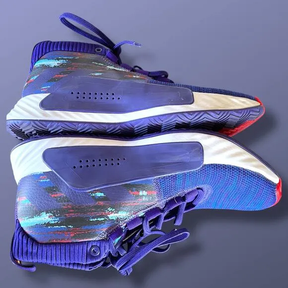 Men's Sz 9.5 ADIDAS Dame 5 GCA 'Blue Purple' Basketball Sneakers Excellent Shape
