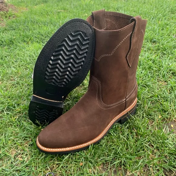 MEN'S WORK BOOTS GENUINE NUBUCK LEATHER PULL ON BOTA TRABAJO LIGHTWEIGHT 303