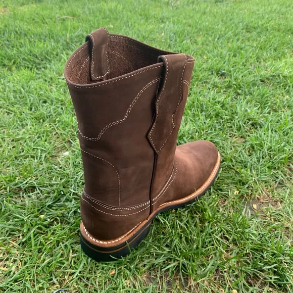 MEN'S WORK BOOTS GENUINE NUBUCK LEATHER PULL ON BOTA TRABAJO LIGHTWEIGHT 303